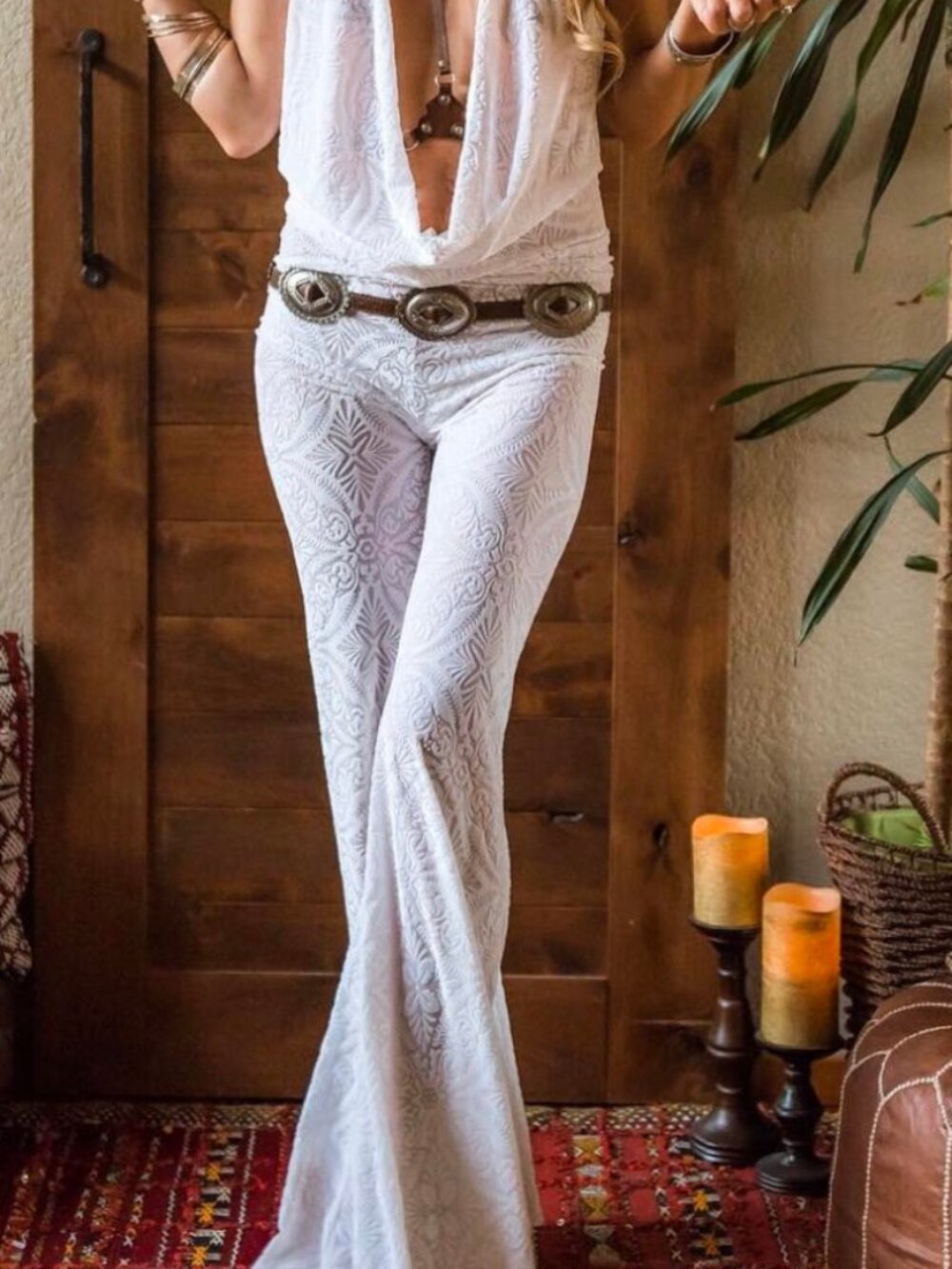Temple Ro white velvet jumpsuit size small